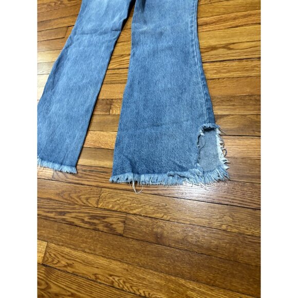 We the Free People Womens Wide Leg Flare Jeans Sz 31 34x31 Baggy Frayed Denim - Picture 8 of 8